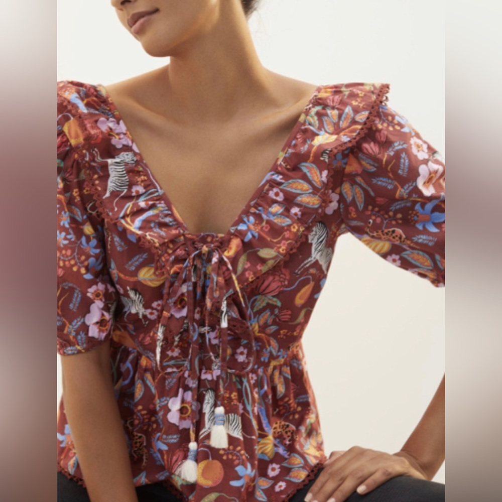 Anthropologie Maeve boho peasant safari blouse